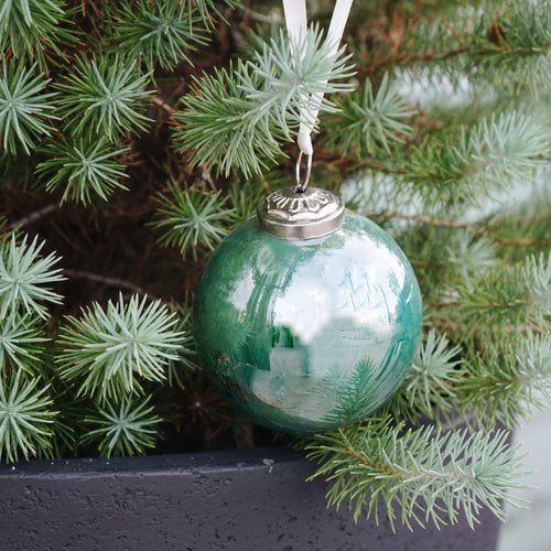 Recycled Glass Watercolor Ball Ornament