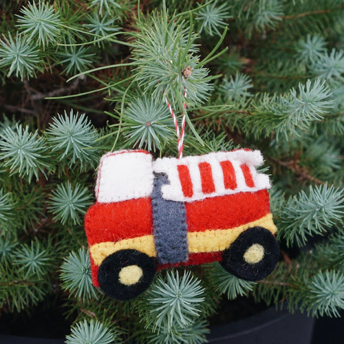 Firetruck Felt Wool Ornament