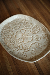 Pressed Blossom Ceramic Platter